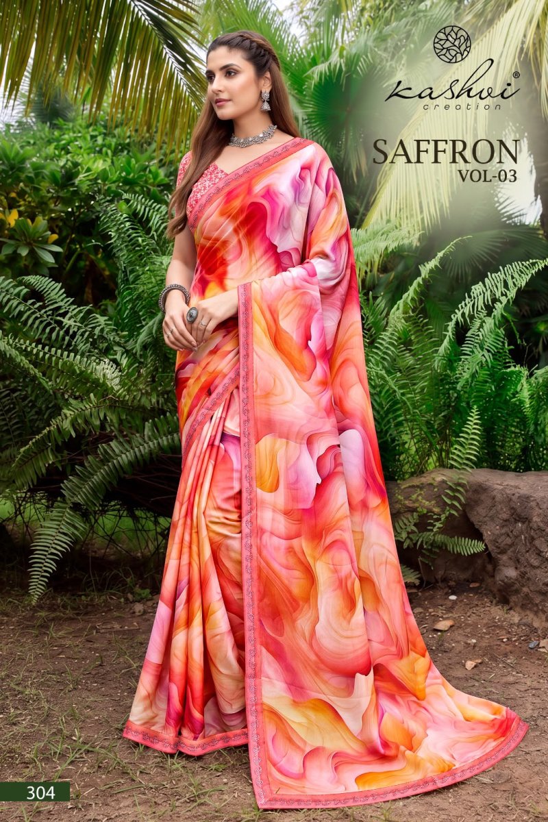 Saffron Vol 3 By Kashvi Raga Weightless Swarovski Saree 